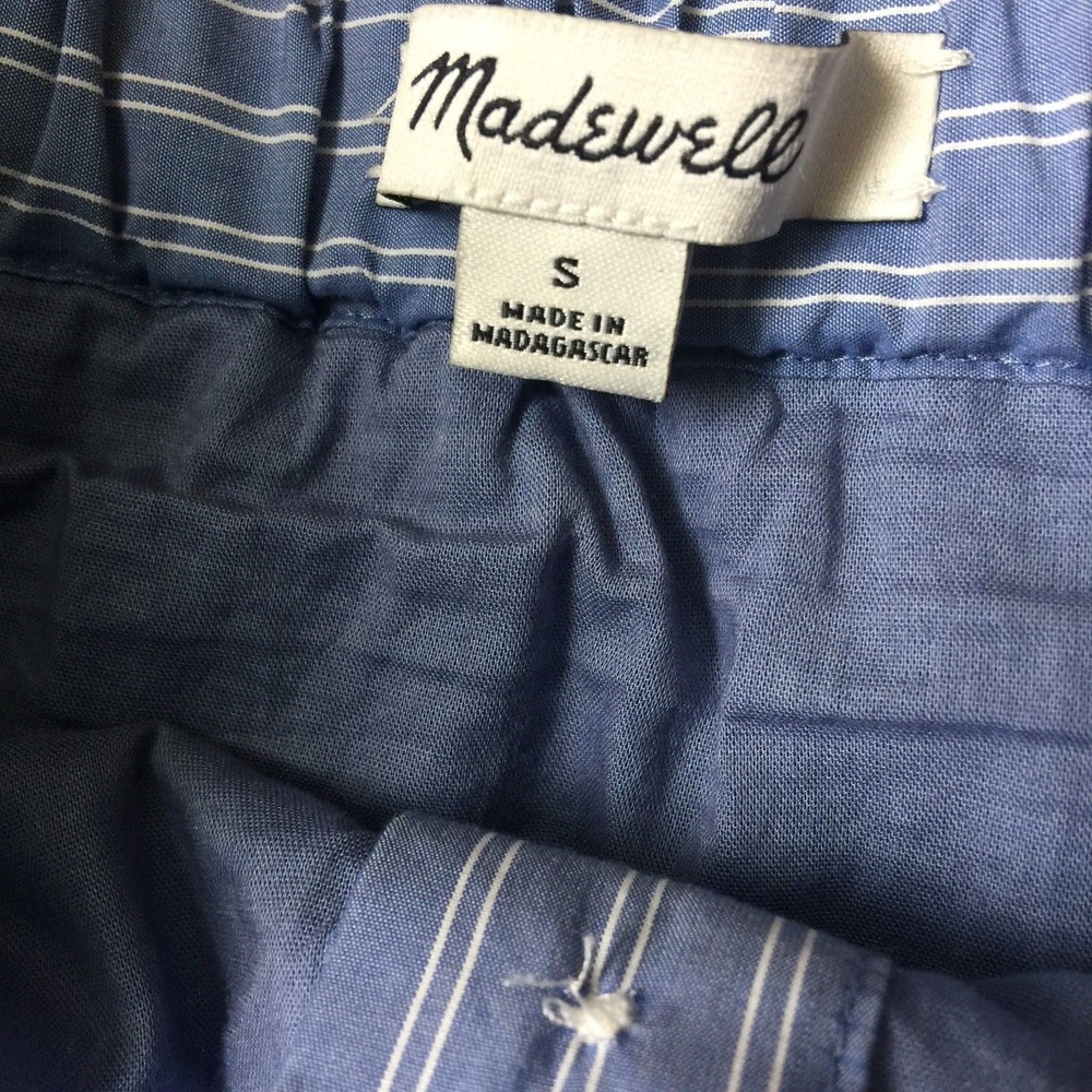 Madewell Bistro Small Mini Skirt Blue / White Stripes Chambray Denim Lined - Picture 10 of 12